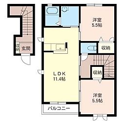 マーブル2 2LDKの間取図画像