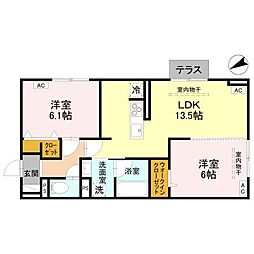 D-Luxe中居町 2LDKの間取図画像