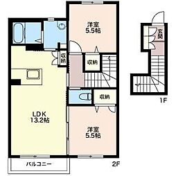 ウインドヒルA 2LDKの間取図画像