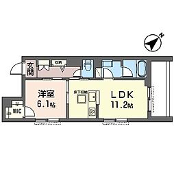メゾン・ド・オウル2 1LDKの間取図画像