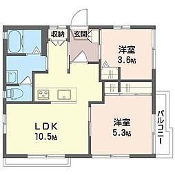 ドエル柴崎A 2LDKの間取図画像