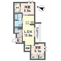 ラグリシーヌ 2LDKの間取図画像