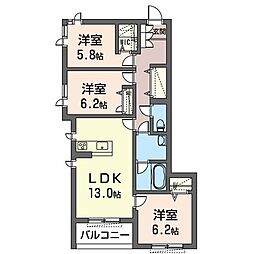 エレガンテマノワール 3LDKの間取図画像