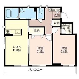 リバーパークかわせみ 2LDKの間取図画像