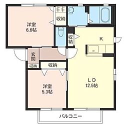 ヴェルドミールB 2LDKの間取図画像