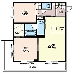 パークメゾンおおたかの森 2LDKの間取図画像