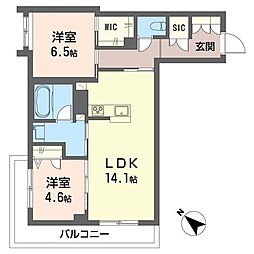 アンビハウス豊四季 2LDKの間取図画像