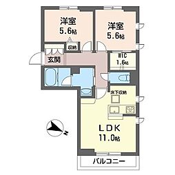 ヴィア・ソーレ2 2LDKの間取図画像