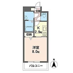 メゾンカルム 1Kの間取図画像