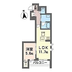 デビュ 1LDKの間取図画像