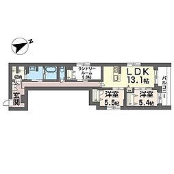 スプリング クレスト 2SLDKの間取図画像