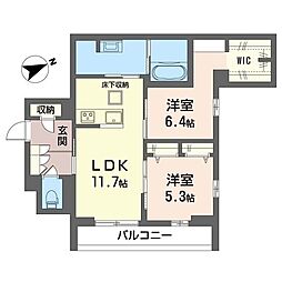 スプリング クレスト 2LDKの間取図画像