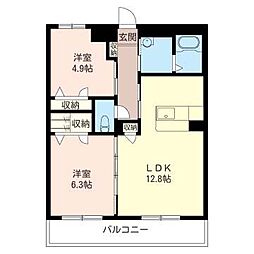 ボナール 2LDKの間取図画像