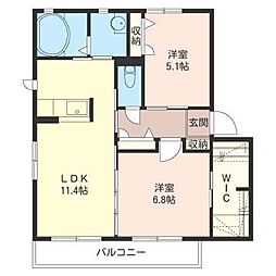 エルカーサリバーB 2LDKの間取図画像