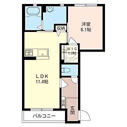 リーリエB 1LDKの間取図画像