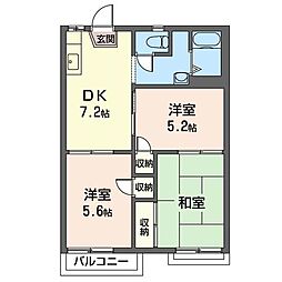 ドエル石原C棟 3DKの間取図画像