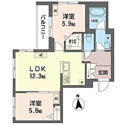 サラシャンティ 2階2LDKの間取り