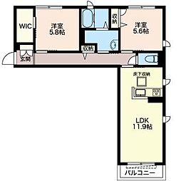 サラシャンティ花2 2LDKの間取図画像