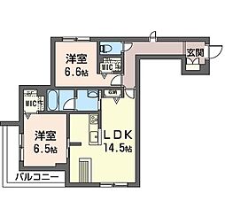 Stella扇大橋 2LDKの間取図画像
