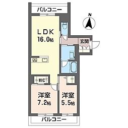 ラパン ド フォレ 2LDKの間取図画像
