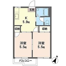 松原サニーハイツ 2Kの間取図画像