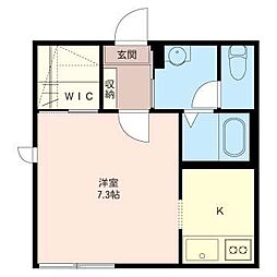 ベルドゥムール千石 1Kの間取図画像
