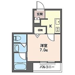 クレインテラス 1Kの間取図画像