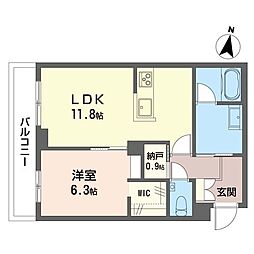 ルナマーレ鎌倉 1LDKの間取図画像