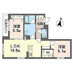 ルナマーレ鎌倉 2LDKの間取図画像