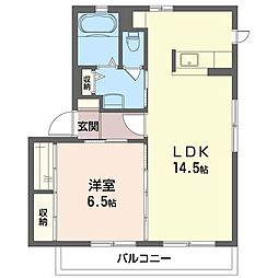 パティオソレアードB 1LDKの間取図画像