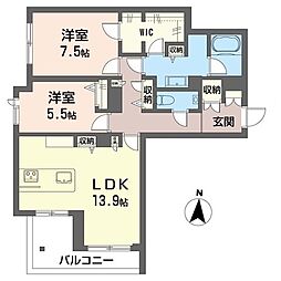 コンフォーザ三鷹 2LDKの間取図画像