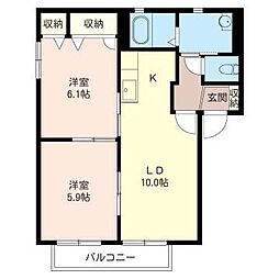 プリマヴェーラA 2LDKの間取図画像