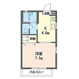 グリシーナ・常盤台A 1Kの間取図画像