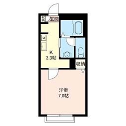 グリーンアベニュー根岸 1Kの間取図画像