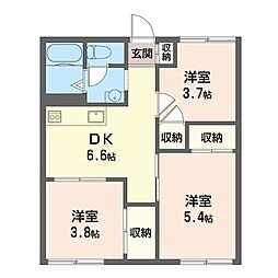 レインボーハイツ本郷台 3DKの間取図画像