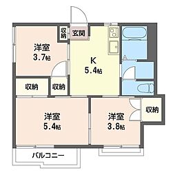 ハイツアイA棟 3Kの間取図画像