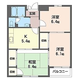 ルピナス港南台 3Kの間取図画像