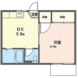 第一さつきコーポ 1DKの間取図画像