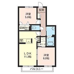 アンファミーユ2 2LDKの間取図画像