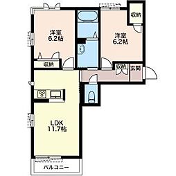 ルミウス港南台弐番館 2LDKの間取図画像