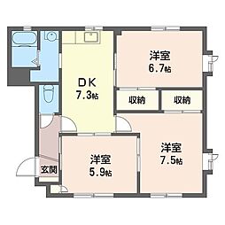 アネックス田野井 3DKの間取図画像