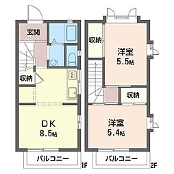 ヒルズ藤塚E棟 2DKの間取図画像