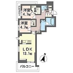 ウイスタリア 2LDKの間取図画像