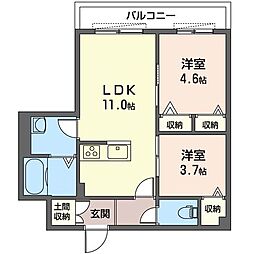 クレストテラス 2LDKの間取図画像
