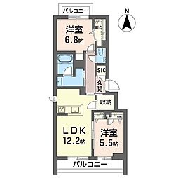 シャーメゾングラシア 2LDKの間取図画像