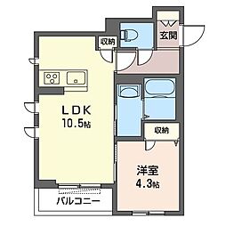 SunriseNagahara 1LDKの間取図画像