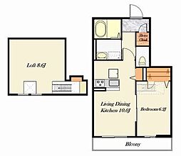 セントラルヒル港南B 1LDKの間取図画像