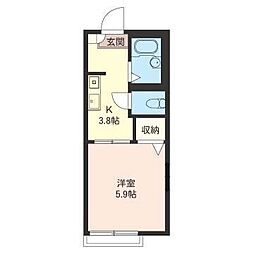 コーポジュン 1Kの間取図画像