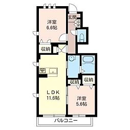 グランヒルズ 2LDKの間取図画像