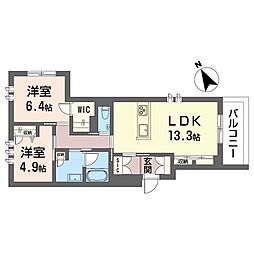 ウィステリアガーデン 2LDKの間取図画像